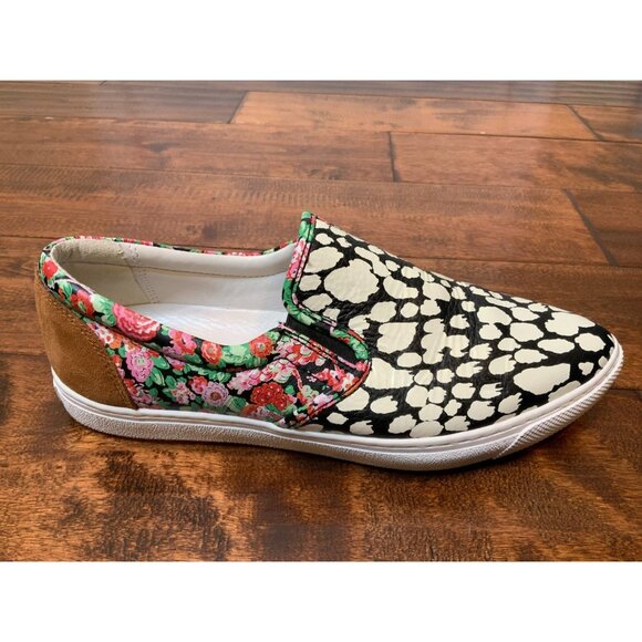 Coach C103 Multicolor Floral | Black & White Animal Print Slip On Flats, Size 8 - Picture 1 of 10